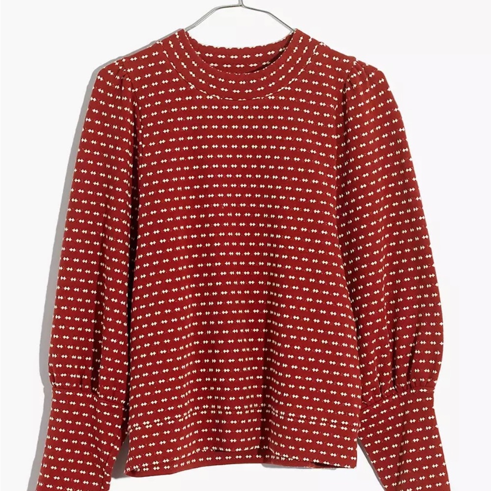 Madewell Red Dot-Pattern Long Sleeve Top